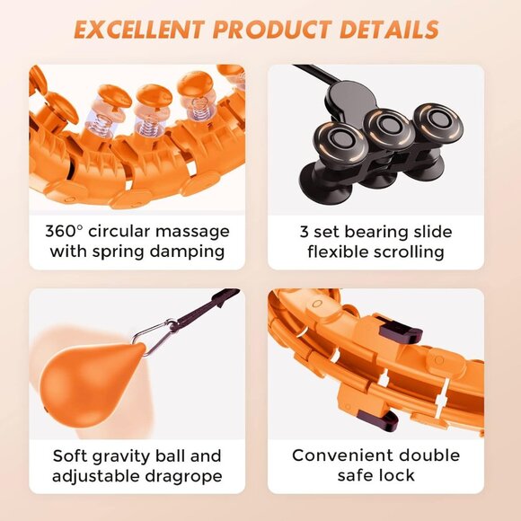 YOMISOY Weighted Exercise Hoop Plus Size for Adults, Smart 32 Knots Fitness Hoop - Picture 6 of 6